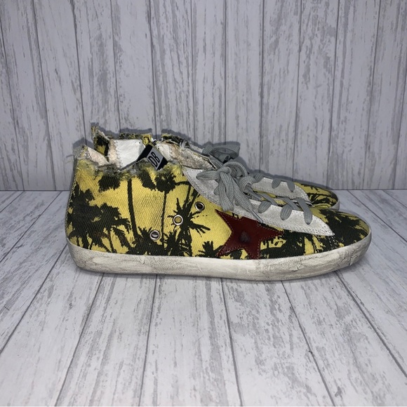 Mens Size 41 EU Golden Goose Deluxe Brand Francy Palm Tree High Tops EUC - Picture 1 of 11